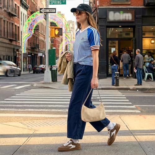 Image of Vilanva Women's Fashion Sneakers Casual Tennis Shoes with Genuine Suede Classic Retro Gum Sole Walking Trendy Footwear