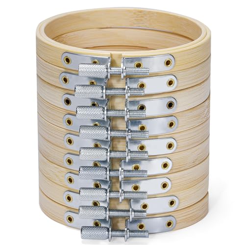 XEmbro 9 Pieces Embroidery Hoops 3 Inch Small Embroidery Hoop Bamboo Circle Cross Stitch Hoop for Art Craft Handy Sewing Home Decorations