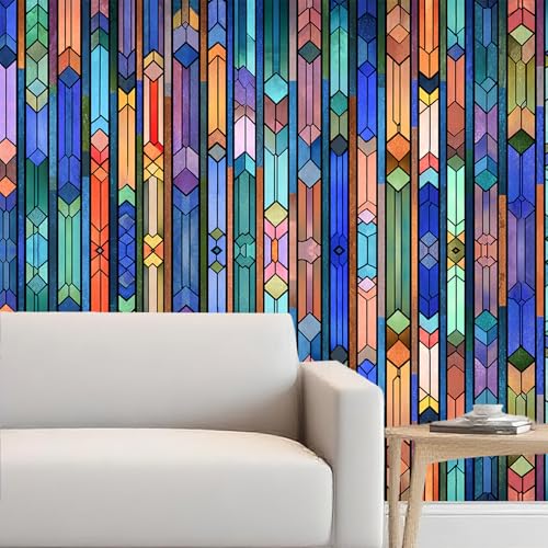 Image of Nuxovilar Glass Geometric Stripe Wallpaper Peel Stick Vinyl 15.75x39.37