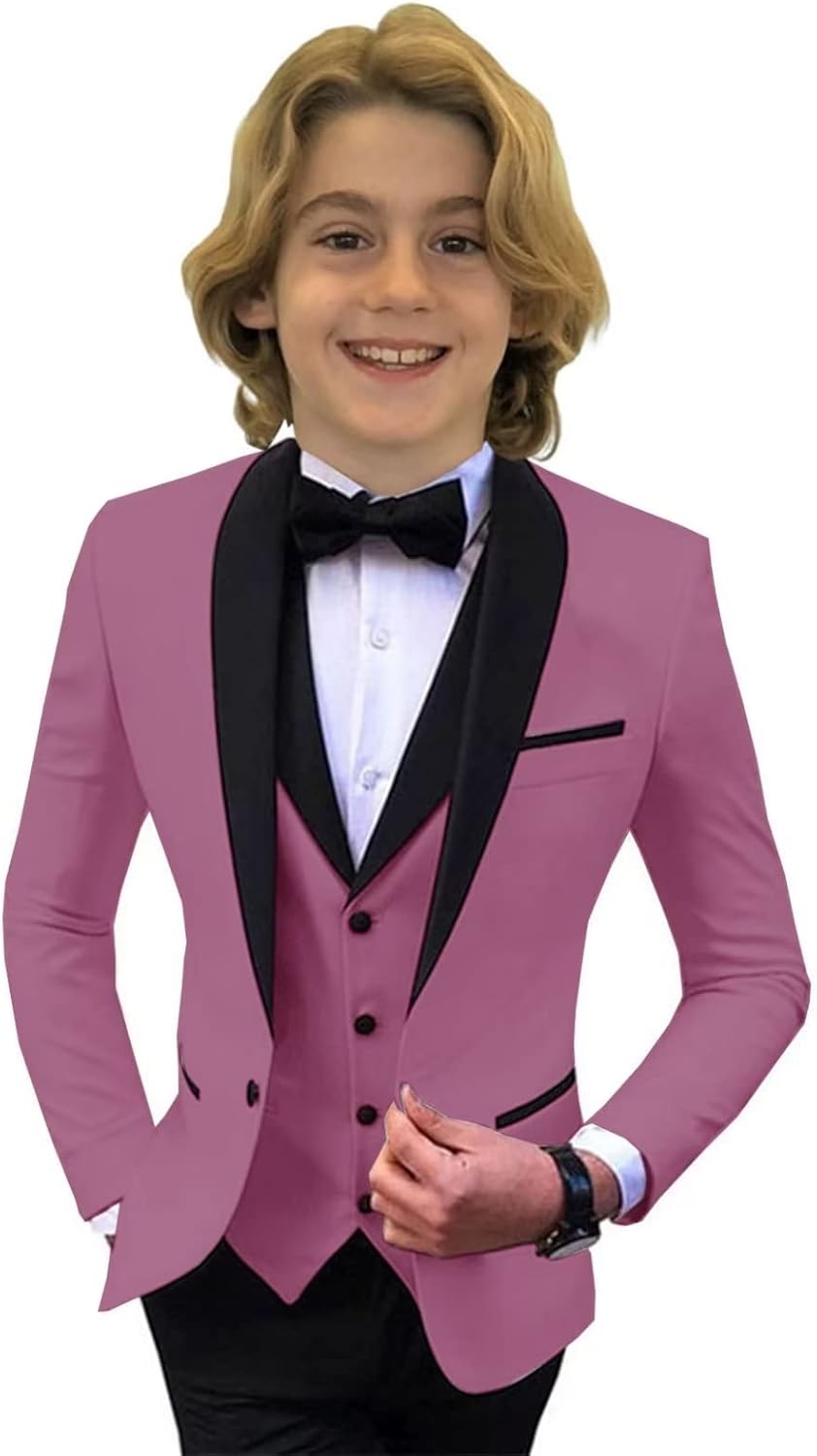 Suit for Boys Jacket Vest Bow Tie Pants 4 Piece Set Wedding Dress Tuxedo Kids 2-16 Years Tailored Blazer