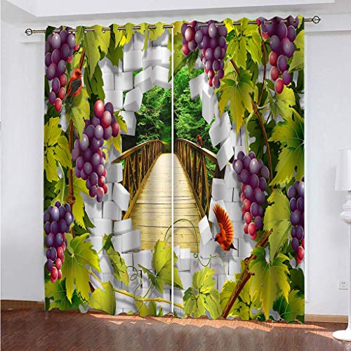 Rideaux occultants opaques à oeillets - Lot de 2 pièces 132x225 cm coloris raisins pour fenêtre
