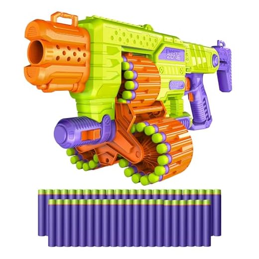 DART ZONE Savage Spin Semi-Auto Foam Dart Blaster – 45-Dart Triple-Drum Motorized Foam Dart Gun – NERF Dart Compatible Soft Bullet Toy Gun for Kids w. 90 Darts – AKA Adventure Force Gun – 80 ft Range