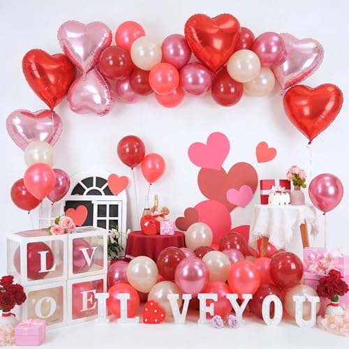 Red Balloons,50Pcs 12 Inch Pearl Metallic Valentine Wedding Birthday Decor by Sowide - Used condition - Image 5