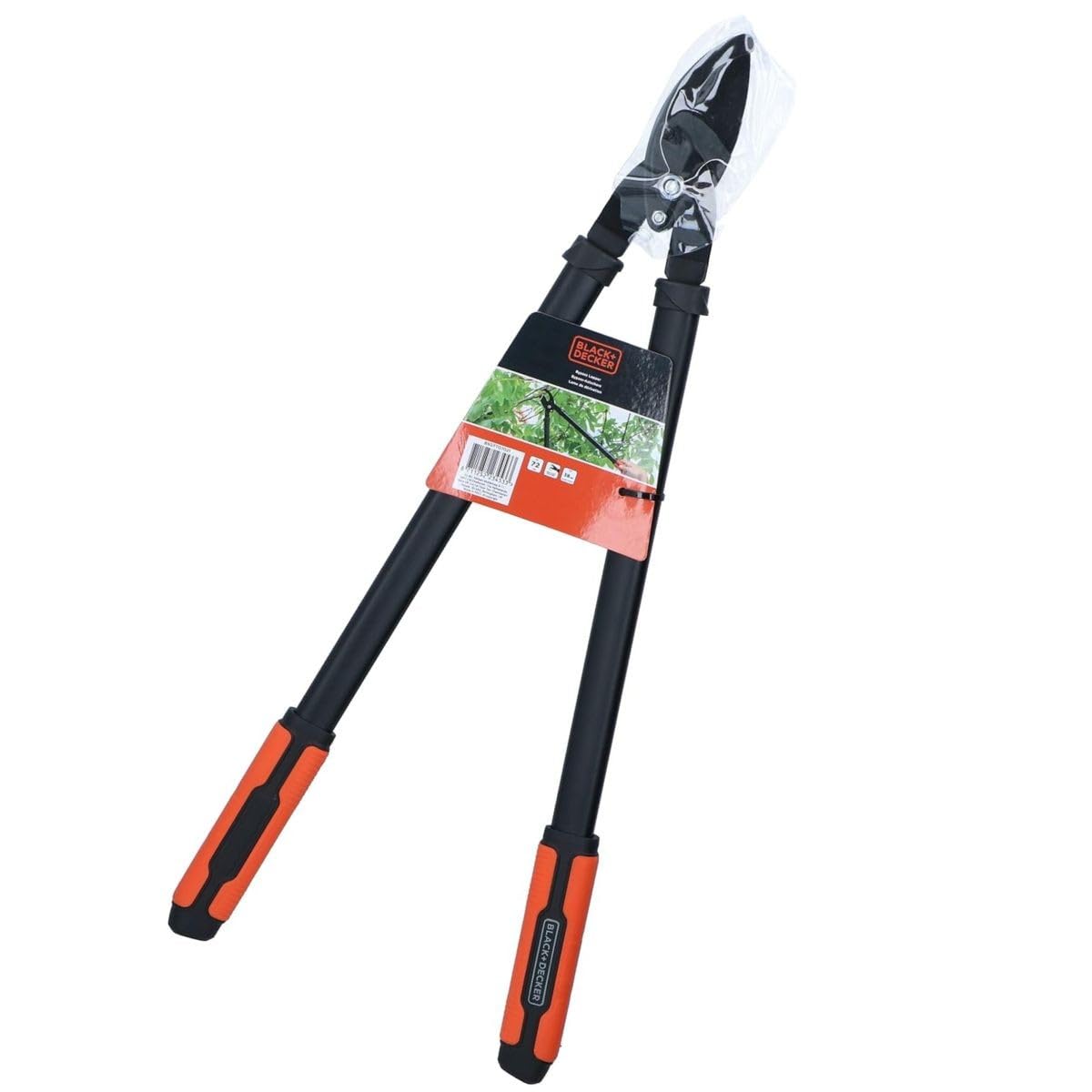 BLACK+DECKER Tijeras de podar – Capacidad de corte 38 mm – 72 cm – Tijeras de podar – con revestimiento antiadherente en las cuchillas – negro/