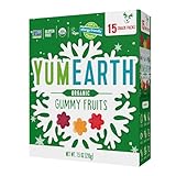 YumEarth Holiday Organic Gummy Fruits 15ct Box Allergy Friendly Christmas Candy, Dye Free, Gluten Free, Non GMO Fruit Snacks
