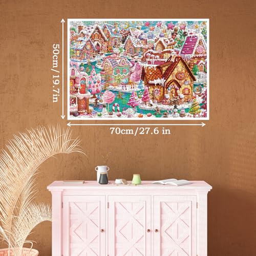 Rompecabezas escénicos divertidos de invierno para adultos, 1000 piezas, rompecabezas de rompecabezas mágicos y dulces, bonitos rompecabezas artísticos coloridos miniatura 5