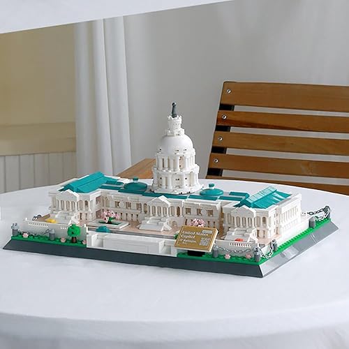 Miniatura 5 de 1074 piezas de bloques de construcción del Capitolio de los Estados Unidos, juego de rompecabezas de arquitectura del mundo, colección de modelos