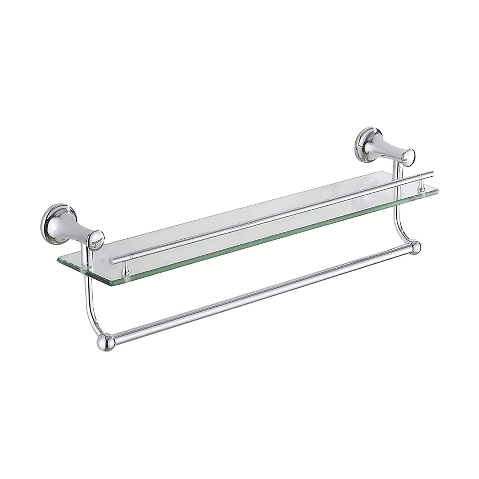 Porte-serviettes double couche mural 50cm avec étagère en verre