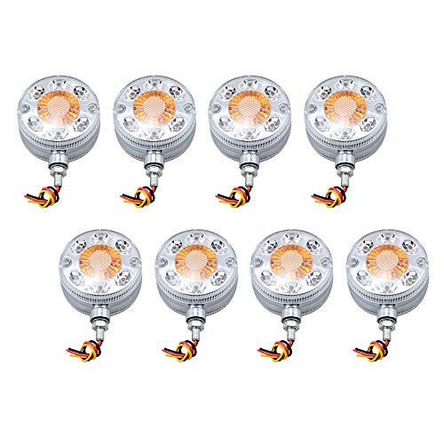 8PCS 3 inch Round Double Face Red/Amber 24 LED Turn Tail Stop Light Stud Mount 24V Sealed Compatible with Peterbilt FREIGHTLINER KENWORTH