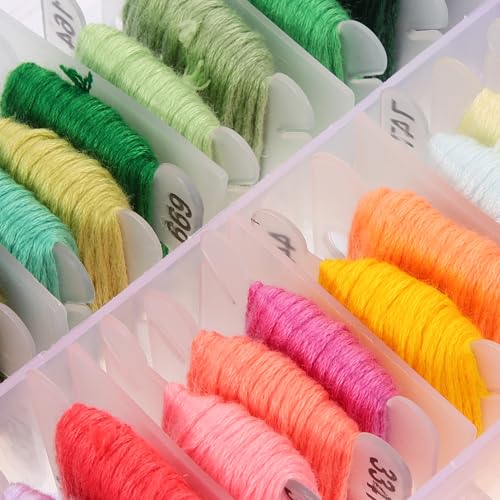 Image of Embroidery Kit with 50 Colors Embroidery Floss Set and Cross Stitch Tools in Clear Storage Box for DIY Craft Projects and Beginner Cross Stitch Starter Kit