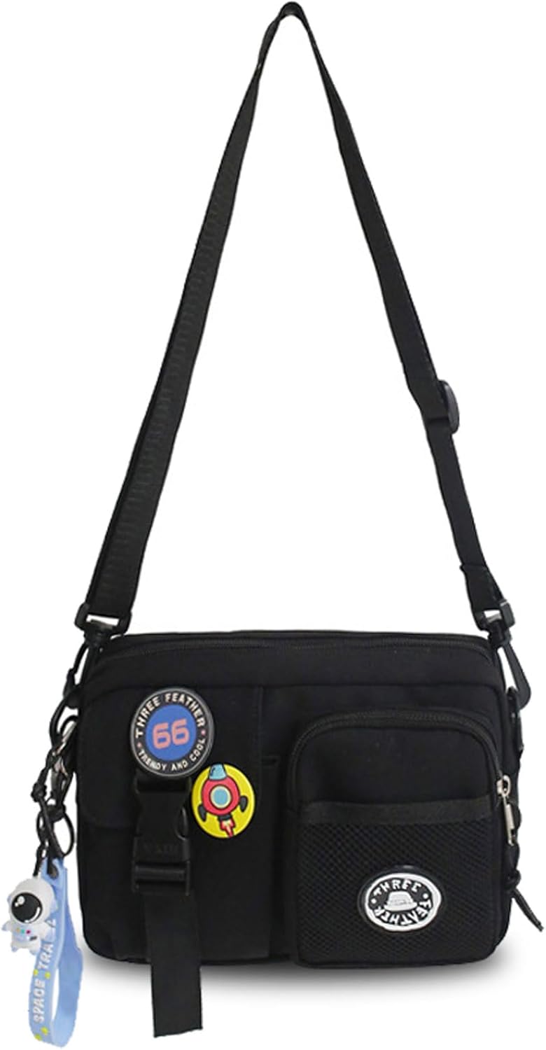 Teclado Fashion Small Crossbody Bag with Cute Accessories Mini Casual Shoulder Bag with Pendants Purse Travel Daypacks