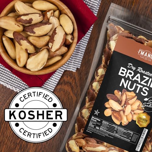 Image of Premium Wild Harvested Dry Roasted Brazil Nuts with Sea Salt, 0.50 lb (8 oz) - High Selenium, Batch Tested Peanut & Gluten Free, Non-GMO, Kosher, Resealable Bag