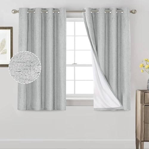 Miniatura 446 de PrinceDeco Cortinas opacas 100% para dormitorio, cortina de lino para puerta corrediza de cristal, cortinas opacas extra anchas con ojales Arena