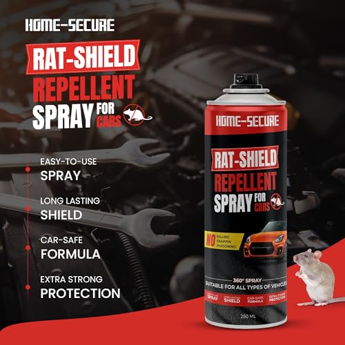 Image of Home-Secure Rat-Shield Rat Repellent Spray for Cars 250ml | Chemical Free, Non-Toxic | Highly Effective, Long Lasting Protection | Protect Car & Bike Engine | Aerosol Rat Repellent Spray