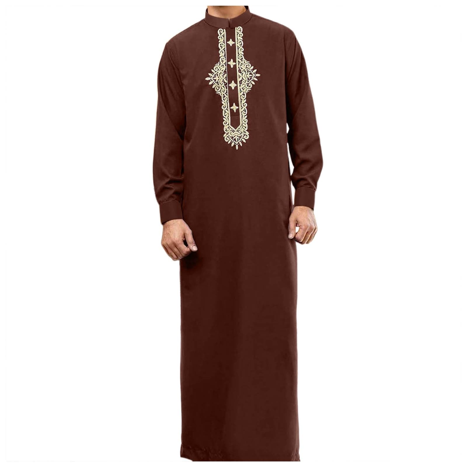 Thobe de Dubaï luxe avec col brodé et finitions haute qualité