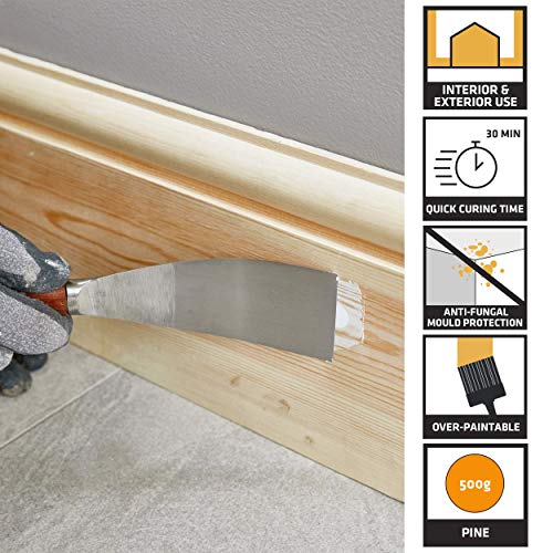 Everbuild 2-Part High Performance Wood Filler - Fast Drying - Weatherproof - Easy to Mix and Apply - Pine - 500g - Image 2