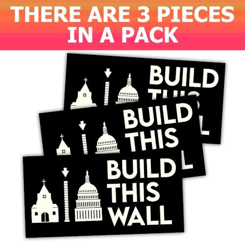 Image of (3Pcs - 7.5x3.75 in) Build This Wall Separate Church and State Bumper Sticker, US Political Car Decal, Election 2024 Truck Minivan Trailer Decoration, Car Accessories, Gift for Family, Friends