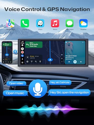 Image of INNOVV V2 10.3 Inch Wireless CarPlay & Android Auto HD IPS Touch Screen 1920x720, Universal Fit, Plug and Play, Mirror Link, GPS, Loop Recording, Siri & Google Assistant, Adjustable Magic Stand