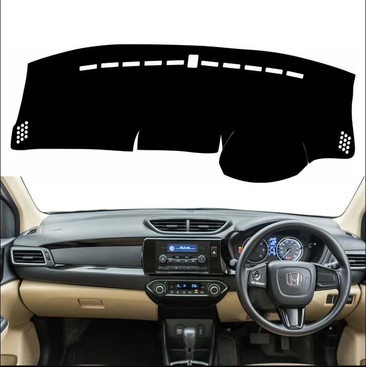 Image of Car Dashboard Cover Compatible with Honda Amaze 2018-2025 Dustproof, UV Resistant | All-Weather Protection | Custom Fit Car Accessories (Balck)