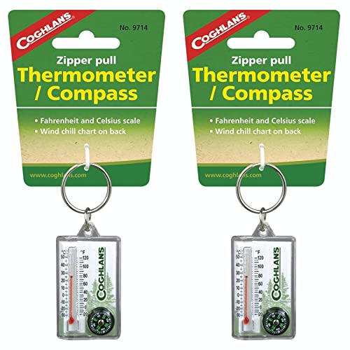 Coghlans 9714 Zipper Pull Thermometer & Compass