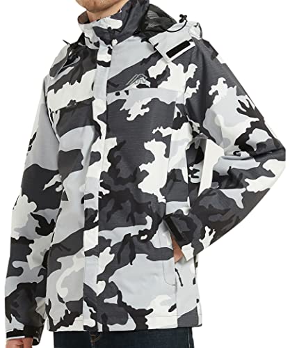Image of OTU Men's Lightweight Waterproof Hooded Rain Jacket Outdoor Raincoat Shell Jacket for Hiking Travel