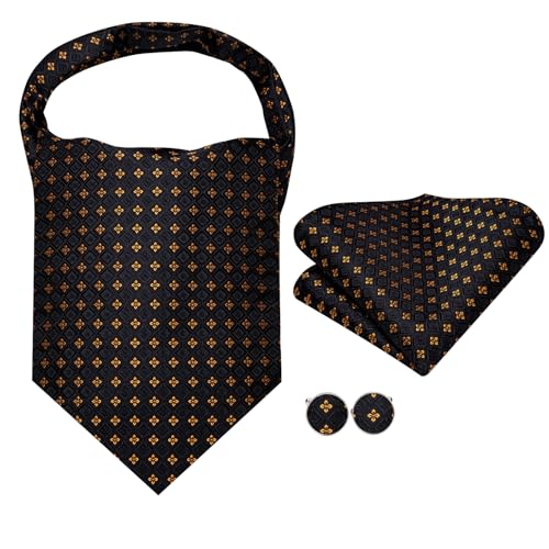 Image of Dubulle Paisley Floral Ascot for Men Self Tie Mens Cravat and Pocket Square Cufflinks Wedding