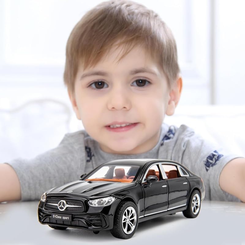 Image of Alokik Enterprise Compatible for 1:32 Marcedes Benz E300l Toy Car Model, Diecast Collectible Pull Back Model Car with Sound and Light, Toy Gift Vehicles for Adults Kids Boys Girls【Black】