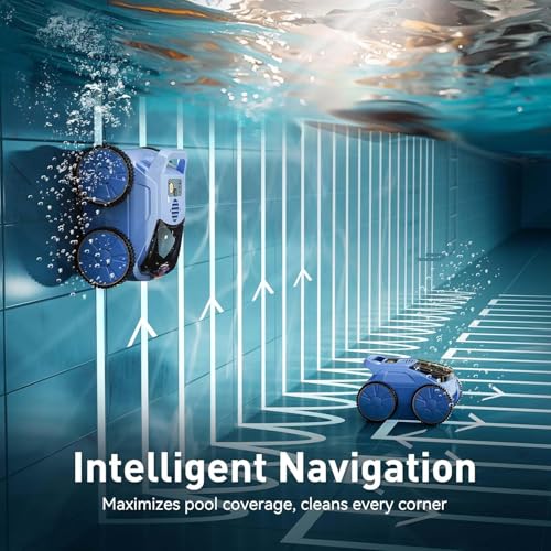 Image of Cordless Robotic Pool Cleaner, 180 Mins Runtime Self-Parking Pool Vacuum for Above Ground Pools, Wall Climbing Automatic Pool Robot - NOT Suitable for Pools with Sharp Steps /Raised Drains