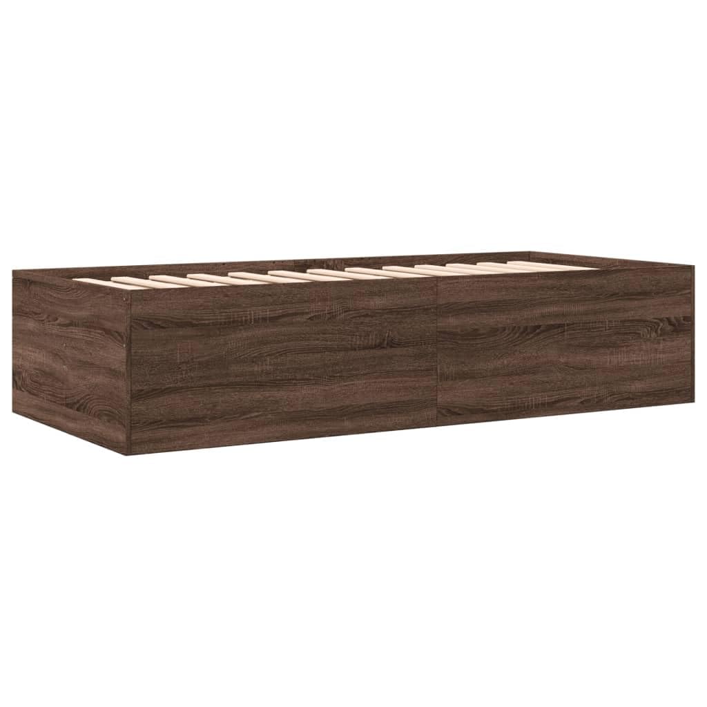 2w1 szuflady rozkładana sofa 6 szuflad brązowy dąb 90x200 cm | Leżanka sofa z szufladami 90x200 brązowy dąb, bez materaca, rozkładana, pojemna, do salonu