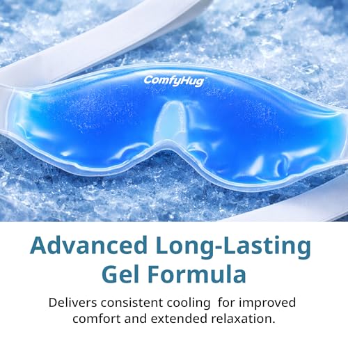 Image of ComfyHug Cooling Gel Eye Mask for Puffy Eyes, Dark Circles & Migraines - Reusable Cold Compress Therapy Pack with Adjustable Strap for Sleep, Headaches & Eye Relaxation (Pack of 2)