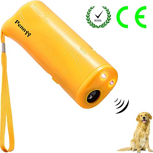 Pennyy Anti Barking Device Stop Dog Barking Ultrasonic 3 in 1 Stop Bark Handheld with LED Flashlight for Small Medium and Large Dogs