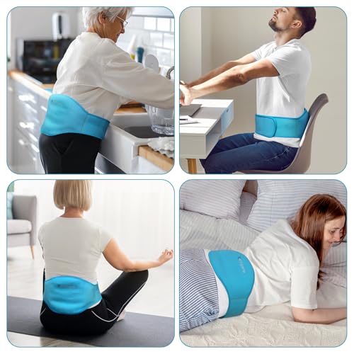 Image of Comfytemp Ice Pack for Back Pain Relief, 2 Pcs, Sciatica Ease Brace, Reusable Gel Lower Back Ice Wrap for Injuries, Hot Cold Compress for Lower Lumbar, Waist, Men Women After Surgery (Blue)