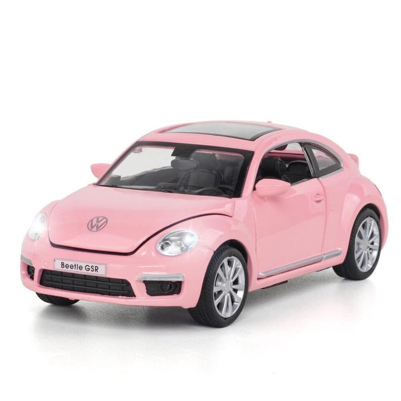 Image of Play Boy 1:32 V Beetle Model Diecast Metal Alloy Pullback Toy Vehicle with Openable Doors Light and Music Car for Kids (Multicolor)