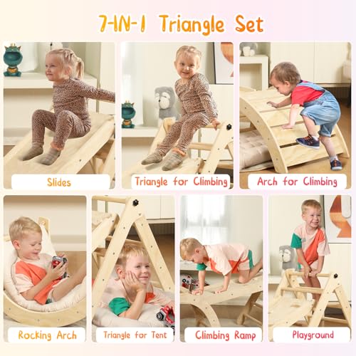 Yopnoyik YOPNOYIK-SMALL Pikler Triangle Set With Cushion, 7 In 1 Toddler Climbing Toys Indoor thumb #2