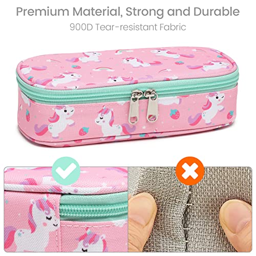Image of Cambond Pencil Case for Girls - Large Capacity Multi-slot Kids Pencil Pouch Holder for School, Long-lasting Cute Pencil Box for Girls Kids, Pink Unicorns