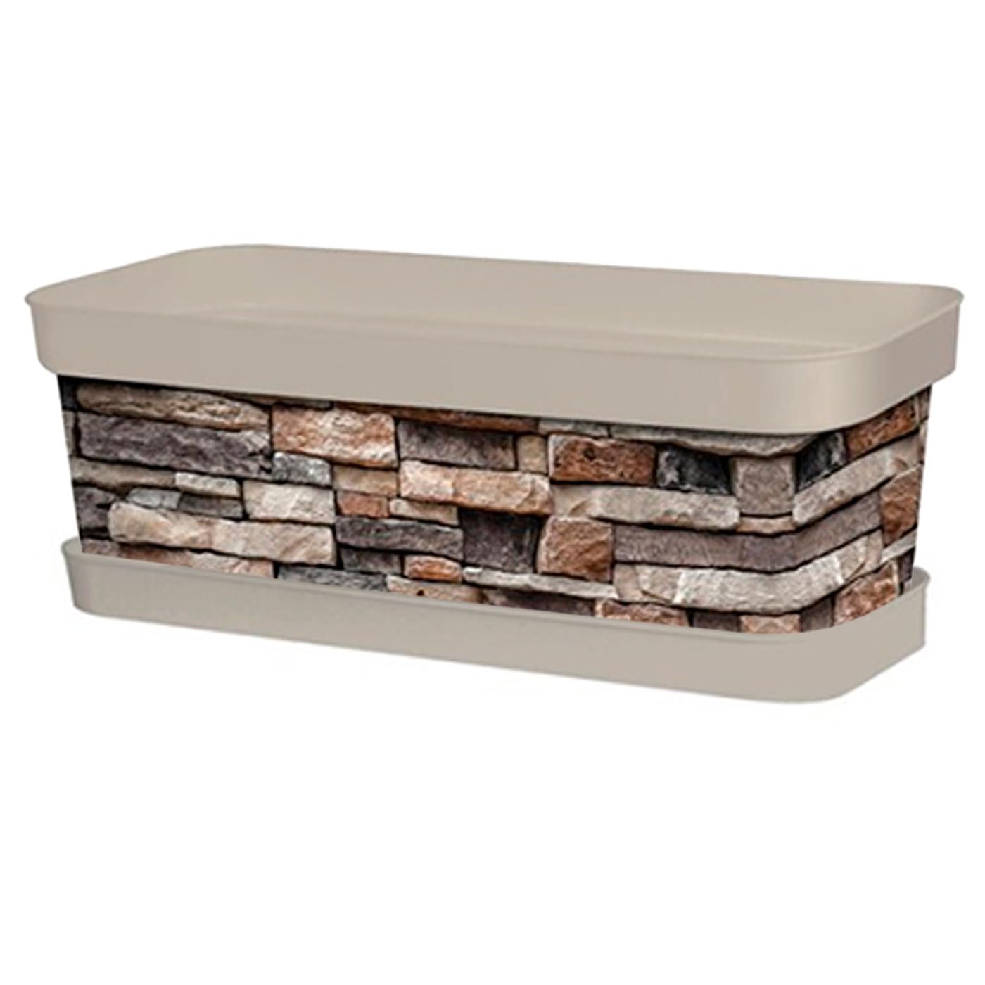 AC - Jardinera con Plato - Fabricado en Polipropileno - PLFT - Macetero para Jardin - Maceta para Plantas y Flores Rectangular de Plástico con Agujeros de Drenaje - 50 cm - Color Antracita — view 8