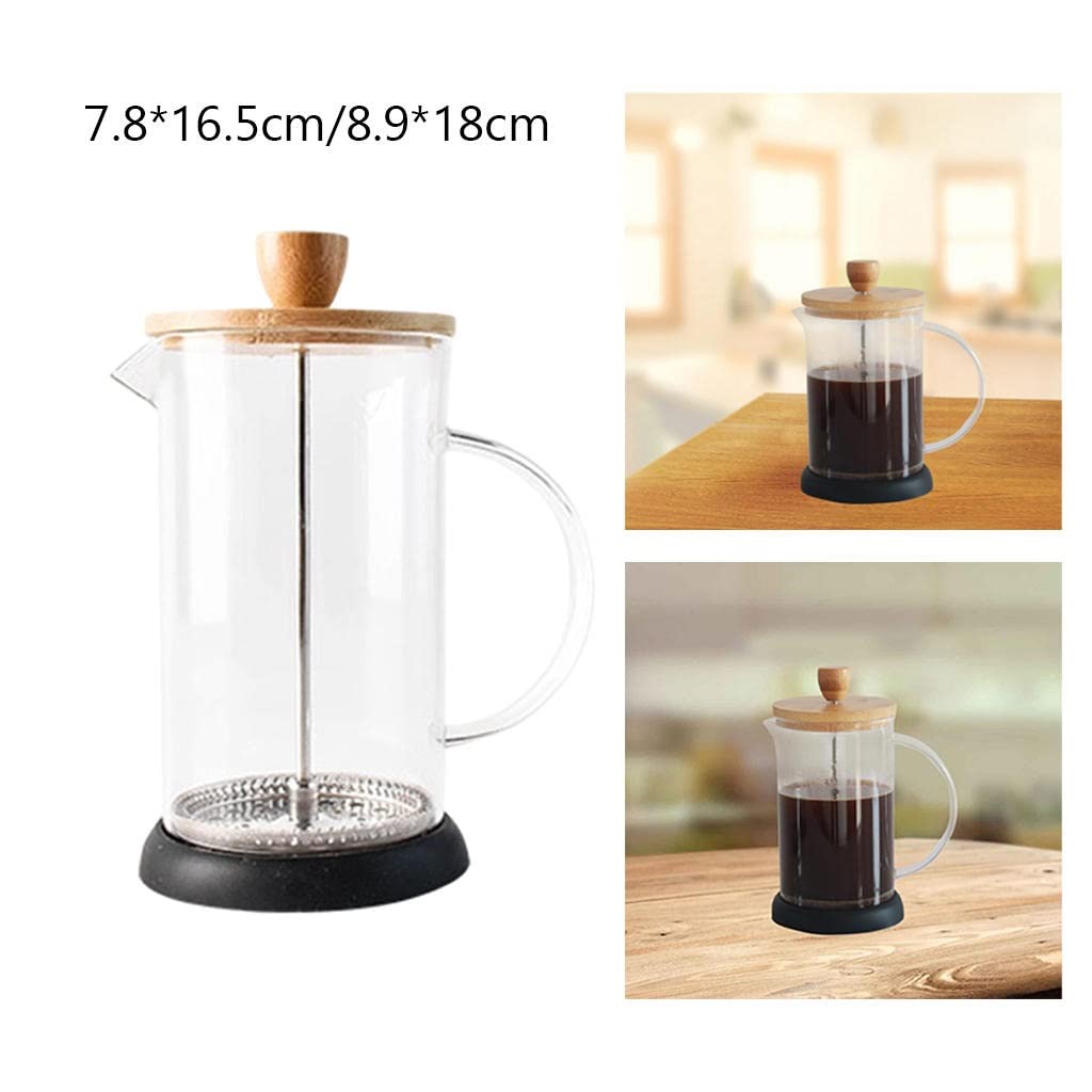 Cafetera de prensa francesa de vidrio con émbolo, jarra de filtración, hervidor de agua para el hogar (color: transparente Tamaño: 600 ml) (transparente 350 ml)