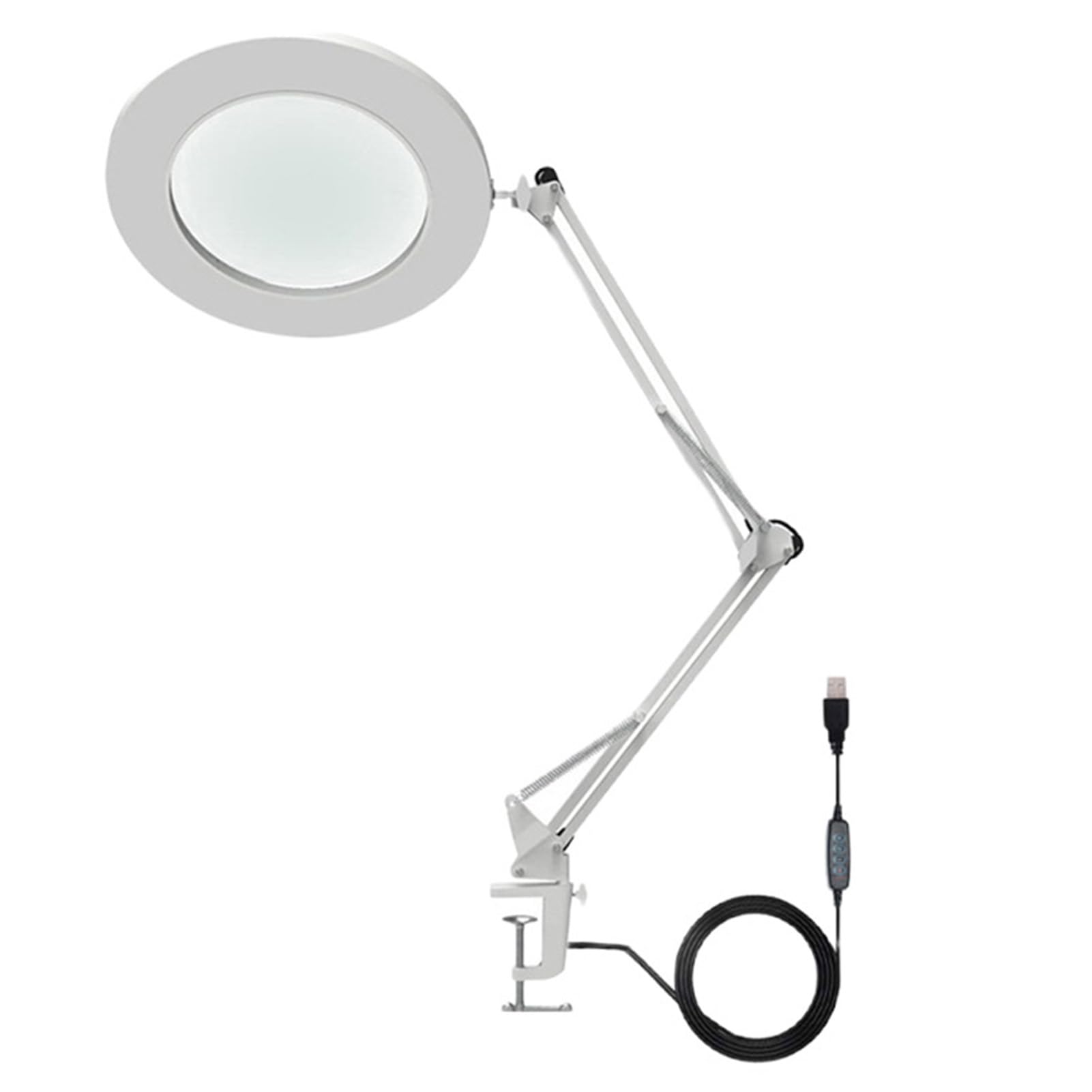 AMONIDA Lupa LED 10X con Brazo Flexible de Brillo Ajustable para Tareas Detalladas en el Banco de Trabajo, 1 Unidad (White)
