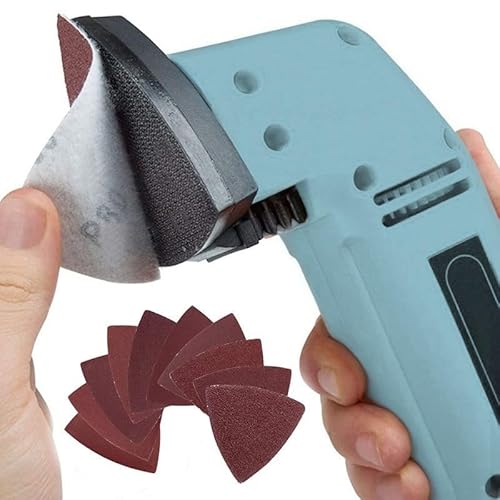 Amazleer 4 Stück Dreieck Schleifteller, 80mm Dreieckige Schleifscheibe für Fein Multimaster, mit 8 Schleifpapier, für Holz, Metall, Hartplastik, Putz, Schleifen, Entrosten (14)