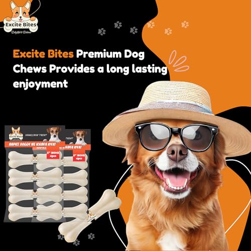 Image of EXCITE BITES Pressed Rawhide Bones for Dog Treats | Dog Calcium Bone Dog Chewing Needs | 5Inch Calcium Bone Treat for All Dogs | Combo Offer (5 inch-4Pcs) Each, 280 g (Pack of 2)
