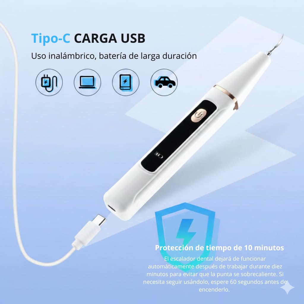 Kit Garaldentist De Limpieza Dental Para Sarro, Cepillo Dental Ultrasonico Portatil Para Limpieza Profunda, 2 Puntas Distintas, Con Luz Led, Ideal Para Tu Mascota