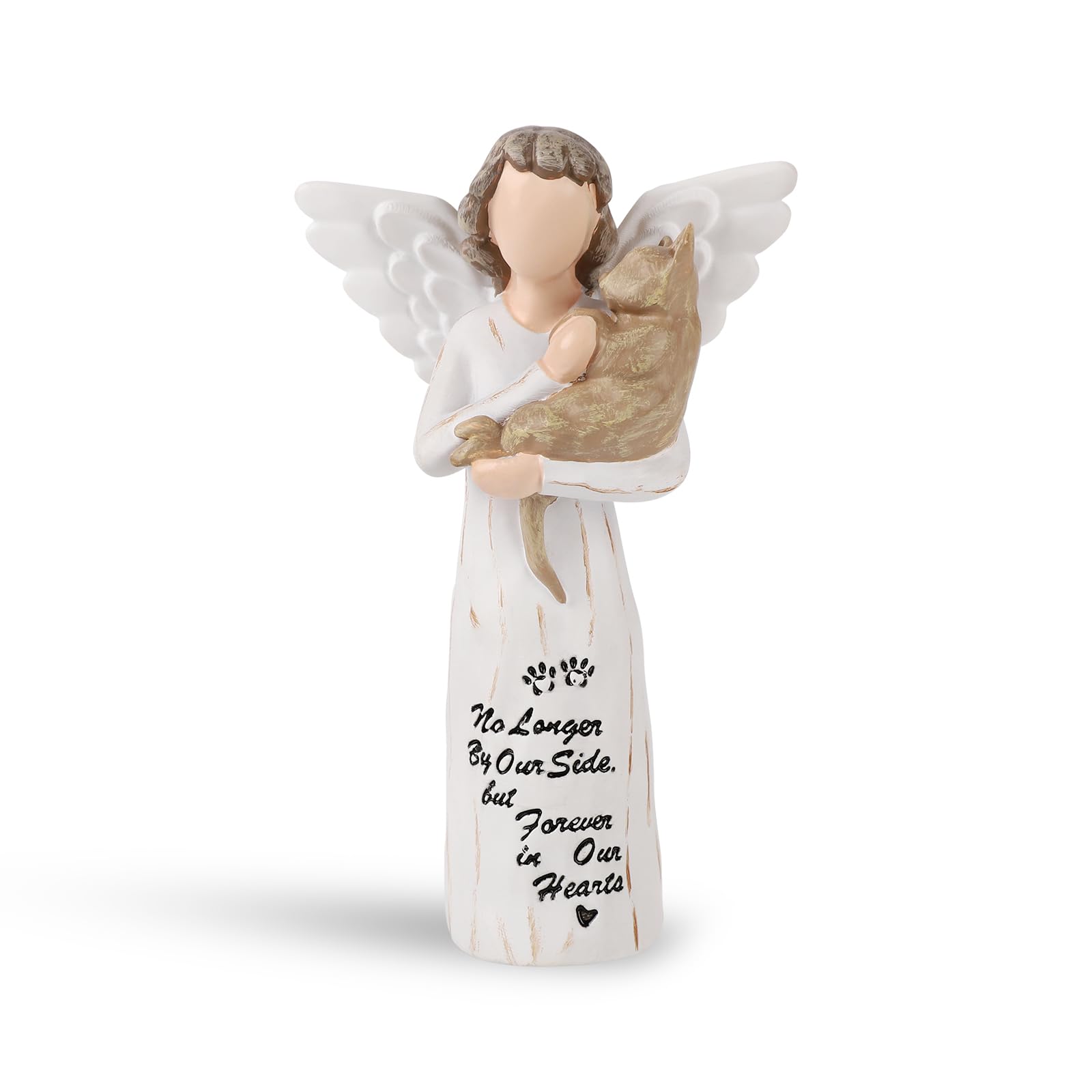 Cat Memorial Gifts, Angel Figurine Statue for Cat Lovers in Memory of Their Beloved Cat (Light Brown Angel Cat)