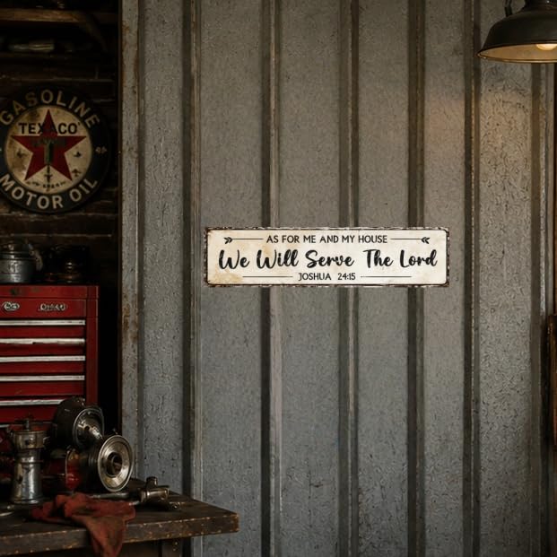 As For Me And My House We Will Serve The Lord Metal Sign 16x4 Inch Rustic Aluminum Bible Verse Wall Decor Farmhouse Christian Home Decoration Church Gift Bedroom Living Room Porch Hanging Artwork - image 5