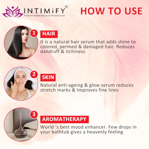Image of INTIMIFY Rose Essential Oil For Hair, Face Glow, Diffuser 30 ml (Pack of 1)