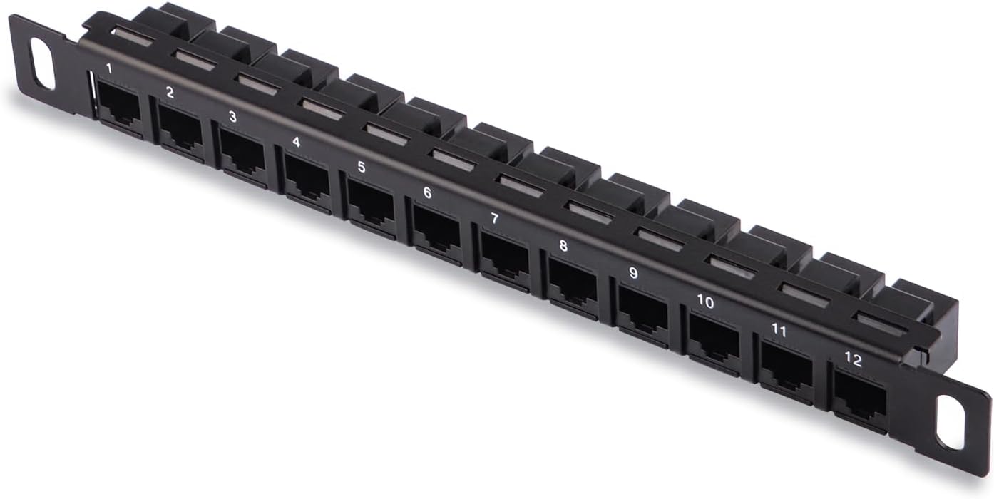 GeeekPi 12 Port Patch Panel, 10inch 0.5U CAT6 Network Patch Panel for DeskPi RackMate T1/T0/T2/T1 Plus/T0 Plus/TL1 and 10 Inch Server Rack/Network Cabinet