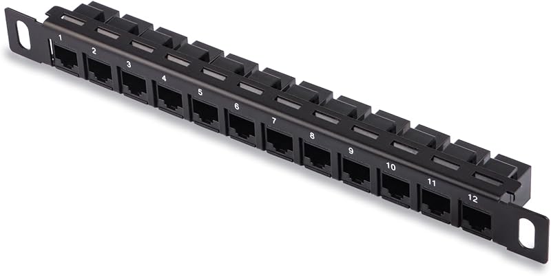 GeeekPi Panel de conexión de 12 puertos, panel de conexión de red CAT6 de 0,5 U de 10 pulgadas para DeskPi RackMate T1/T0/T2/T1 Plus/T0 Plus/TL1 y gabinete de red/rack de servidor de 10 pulgadas