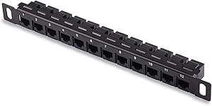 GeeekPi 12 Port Patch Panel, 0.5U CAT6 Network Patch Panel for DeskPi RackMate T1/T0/T2 Rackmount and 10 Inch Server Rack/Network Cabinet