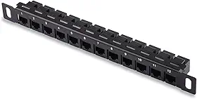 GeeekPi Patch Panel de 12 portas, painel de patch de rede CAT6 de 25,4 cm 0,5U para DeskPi RackMate T1/T0/T2/T1 Plus/T0 Plus/TL1 e rack de servidor/gabinete de rede de 10 polegadas