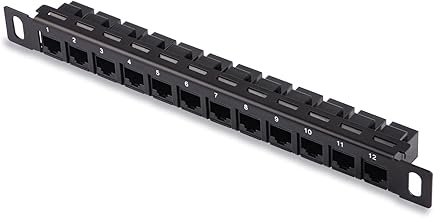 GeeekPi 12 Port Patch Panel, 0.5U CAT6 Network Patch Panel for DeskPi RackMate T1/T0/T2 10 Inch Server Rack and Rack / Network Cabinet