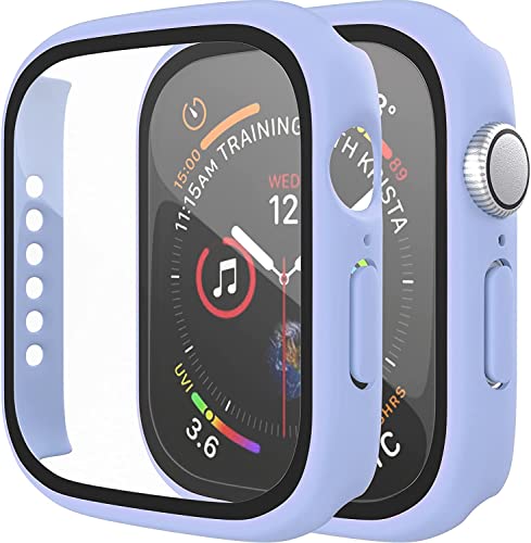 Coque Apple Watch 42mm rigide avec protection écran verre trempé Maeline bleu